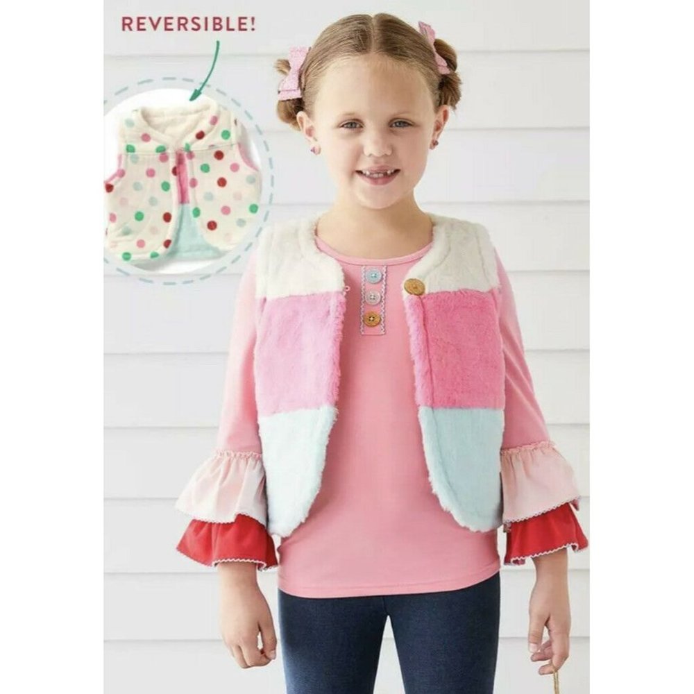 Toddler Girls Matilda Jane GUMDROP LANE Vest Size 2 Fur *REVERSIBLE* Quilted NWT